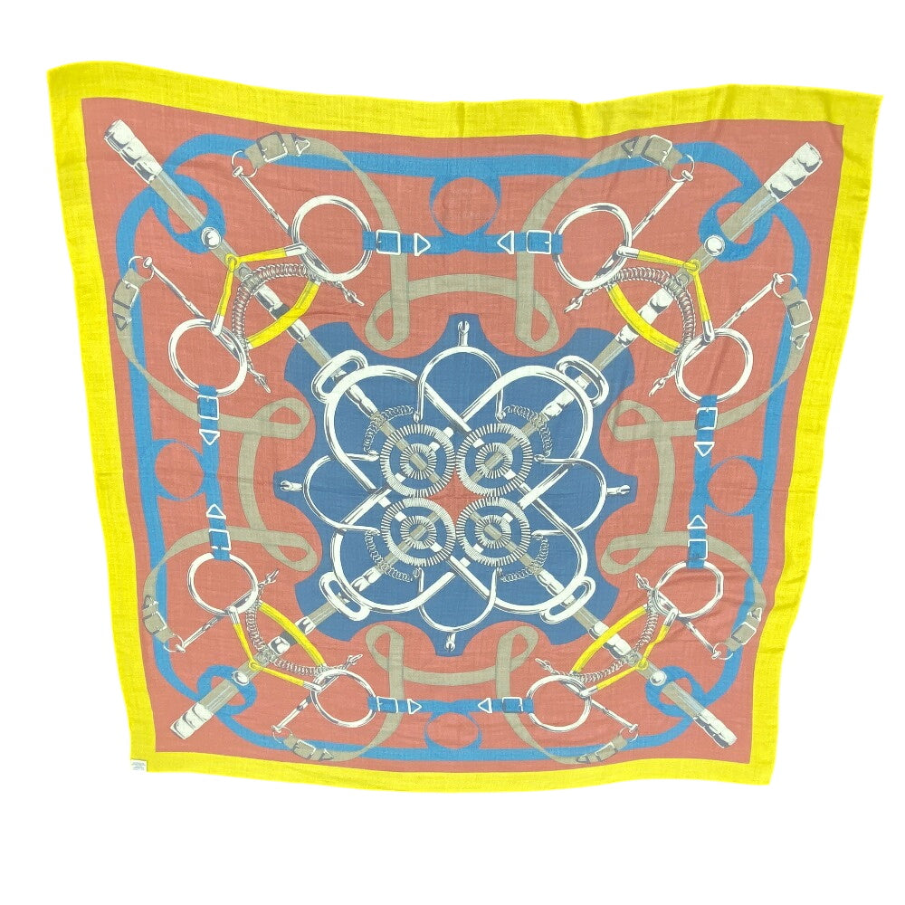 HERMES Stall Cashmere, Silk multicolor Caregean Eperon d'or golden spurs Women Used Authentic