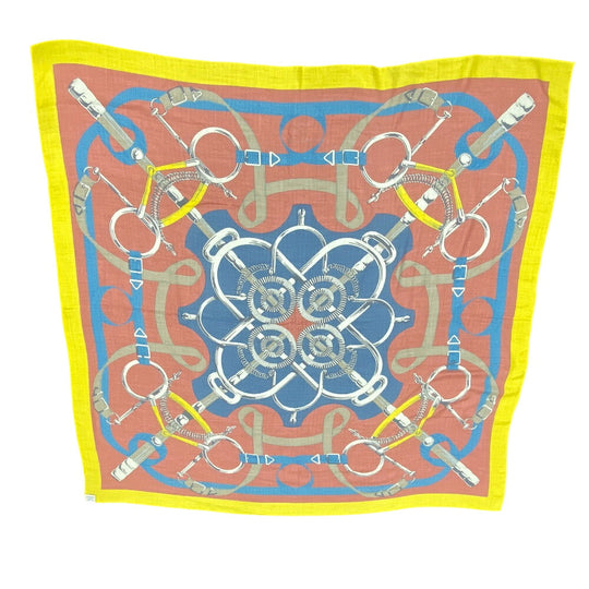 HERMES Stall Cashmere, Silk multicolor Caregean Eperon d'or golden spurs Women Used Authentic