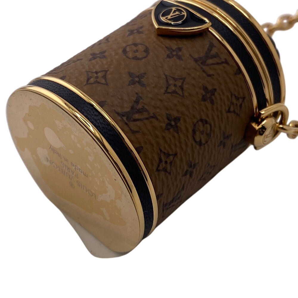 LOUIS VUITTON Necklace M80253 leather Brown Accessory case Pill case Reverse Monogram micro cannes Women Used Authentic