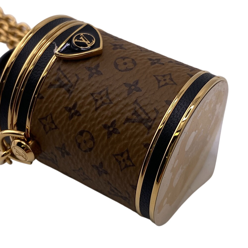 LOUIS VUITTON Necklace M80253 leather Brown Accessory case Pill case Reverse Monogram micro cannes Women Used Authentic