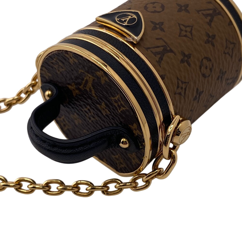 LOUIS VUITTON Necklace M80253 leather Brown Accessory case Pill case Reverse Monogram micro cannes Women Used Authentic