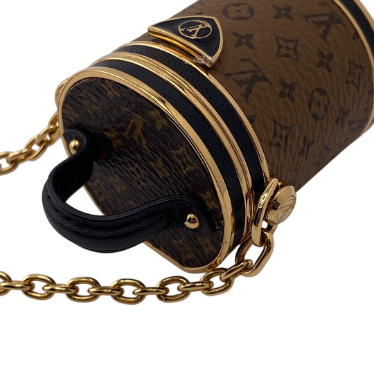 LOUIS VUITTON Necklace M80253 leather Brown Accessory case Pill case Reverse Monogram micro cannes Women Used Authentic