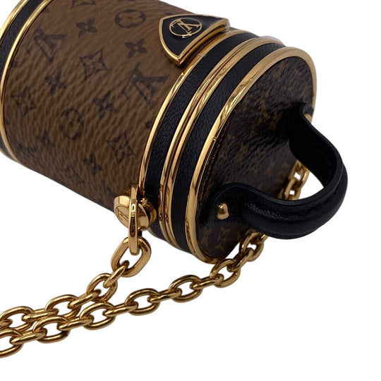 LOUIS VUITTON Necklace M80253 leather Brown Accessory case Pill case Reverse Monogram micro cannes Women Used Authentic