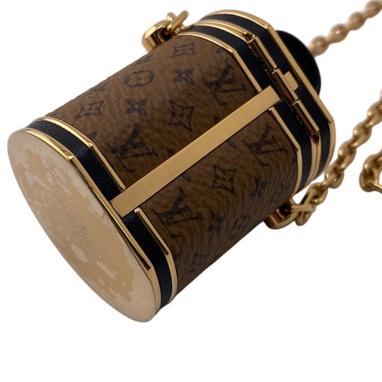 LOUIS VUITTON Necklace M80253 leather Brown Accessory case Pill case Reverse Monogram micro cannes Women Used Authentic
