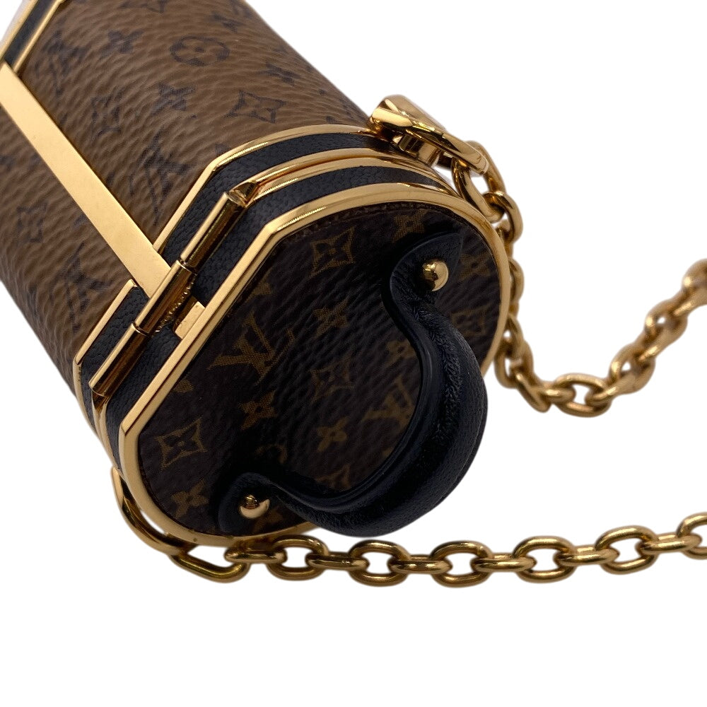 LOUIS VUITTON Necklace M80253 leather Brown Accessory case Pill case Reverse Monogram micro cannes Women Used Authentic