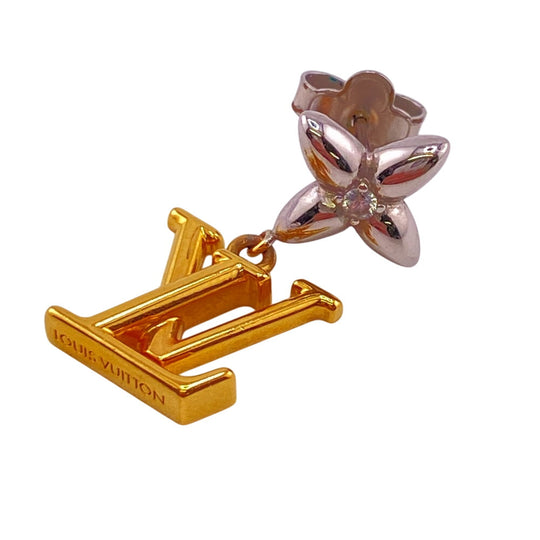 LOUIS VUITTON Pierce M01287 Gold Plated gold Pierce pendant LV iconic flower Women Used Authentic