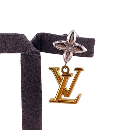 LOUIS VUITTON Pierce M01287 Gold Plated gold Pierce pendant LV iconic flower Women Used Authentic