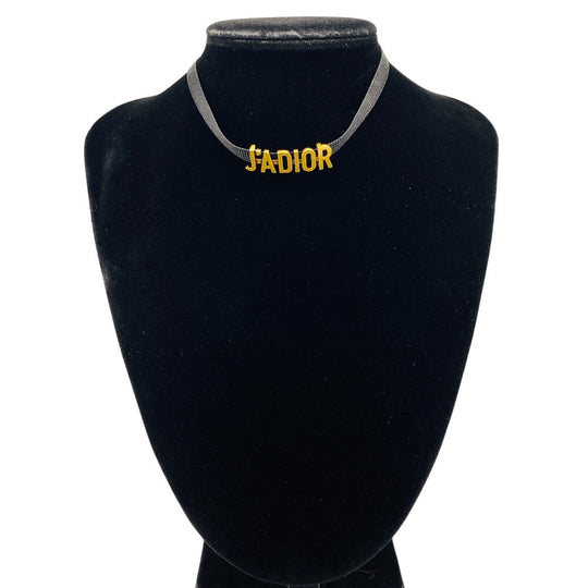 Dior choker Gold Plated , Fabric black Jadior Women Used Authentic
