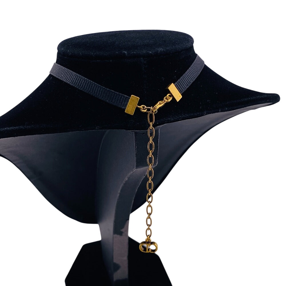 Dior choker Gold Plated , Fabric black Jadior Women Used Authentic