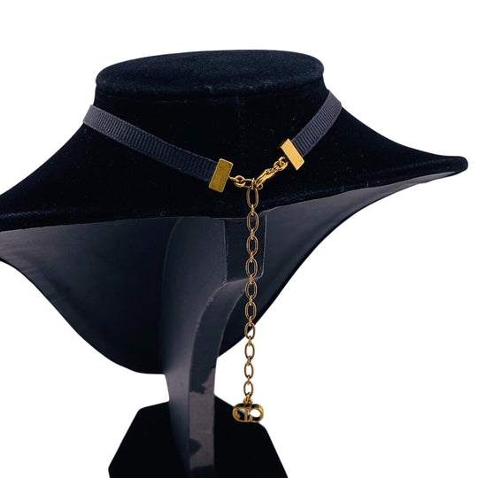 Dior choker Gold Plated , Fabric black Jadior Women Used Authentic