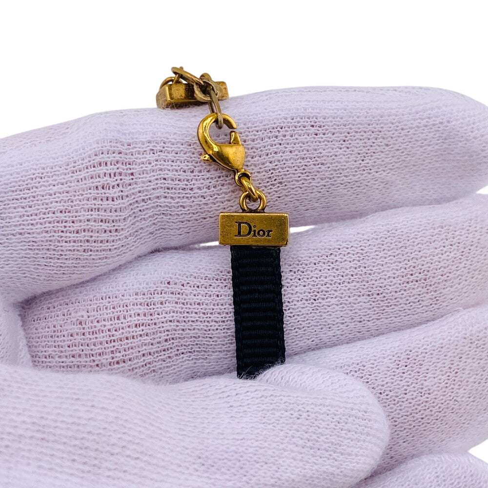 Dior choker Gold Plated , Fabric black Jadior Women Used Authentic