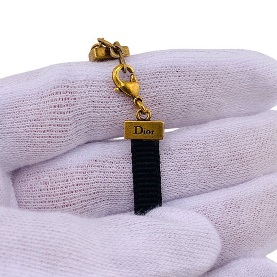 Dior choker Gold Plated , Fabric black Jadior Women Used Authentic