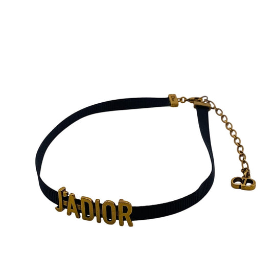 Dior choker Gold Plated , Fabric black Jadior Women Used Authentic