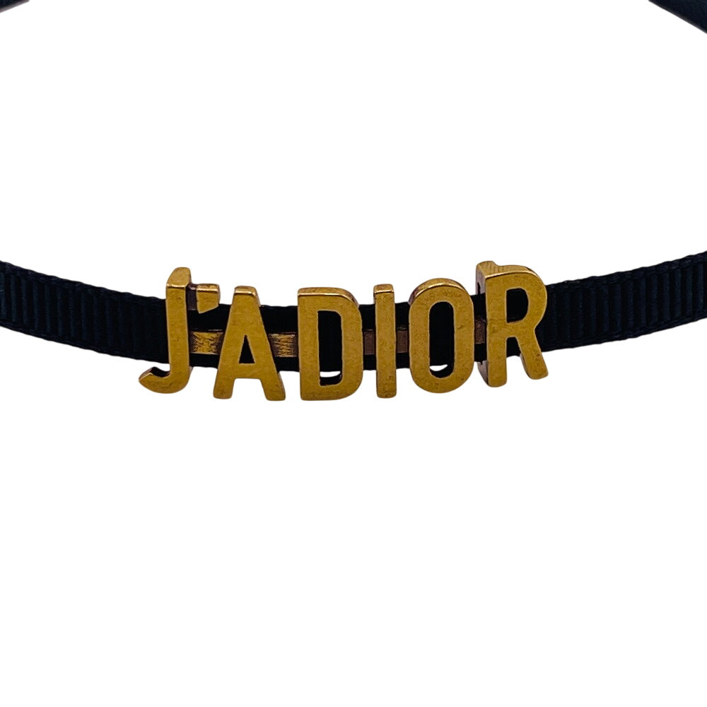 Dior choker Gold Plated , Fabric black Jadior Women Used Authentic