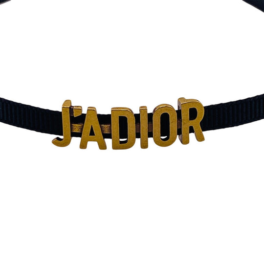 Dior choker Gold Plated , Fabric black Jadior Women Used Authentic