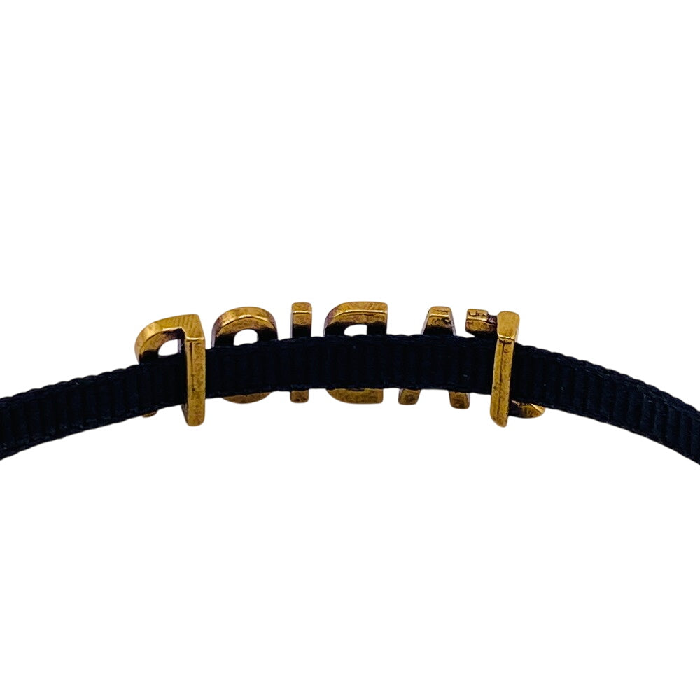 Dior choker Gold Plated , Fabric black Jadior Women Used Authentic