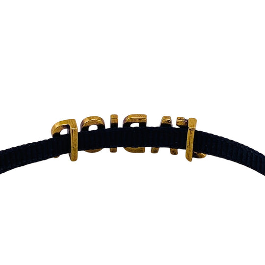 Dior choker Gold Plated , Fabric black Jadior Women Used Authentic