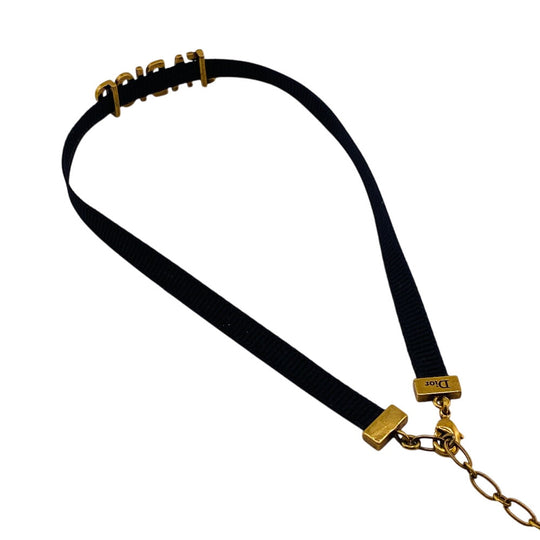 Dior choker Gold Plated , Fabric black Jadior Women Used Authentic