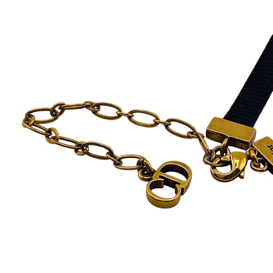 Dior choker Gold Plated , Fabric black Jadior Women Used Authentic