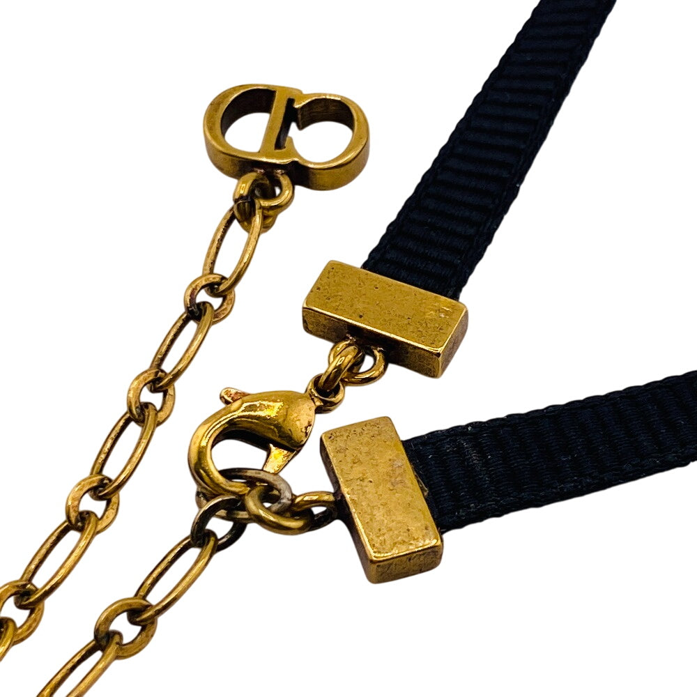 Dior choker Gold Plated , Fabric black Jadior Women Used Authentic