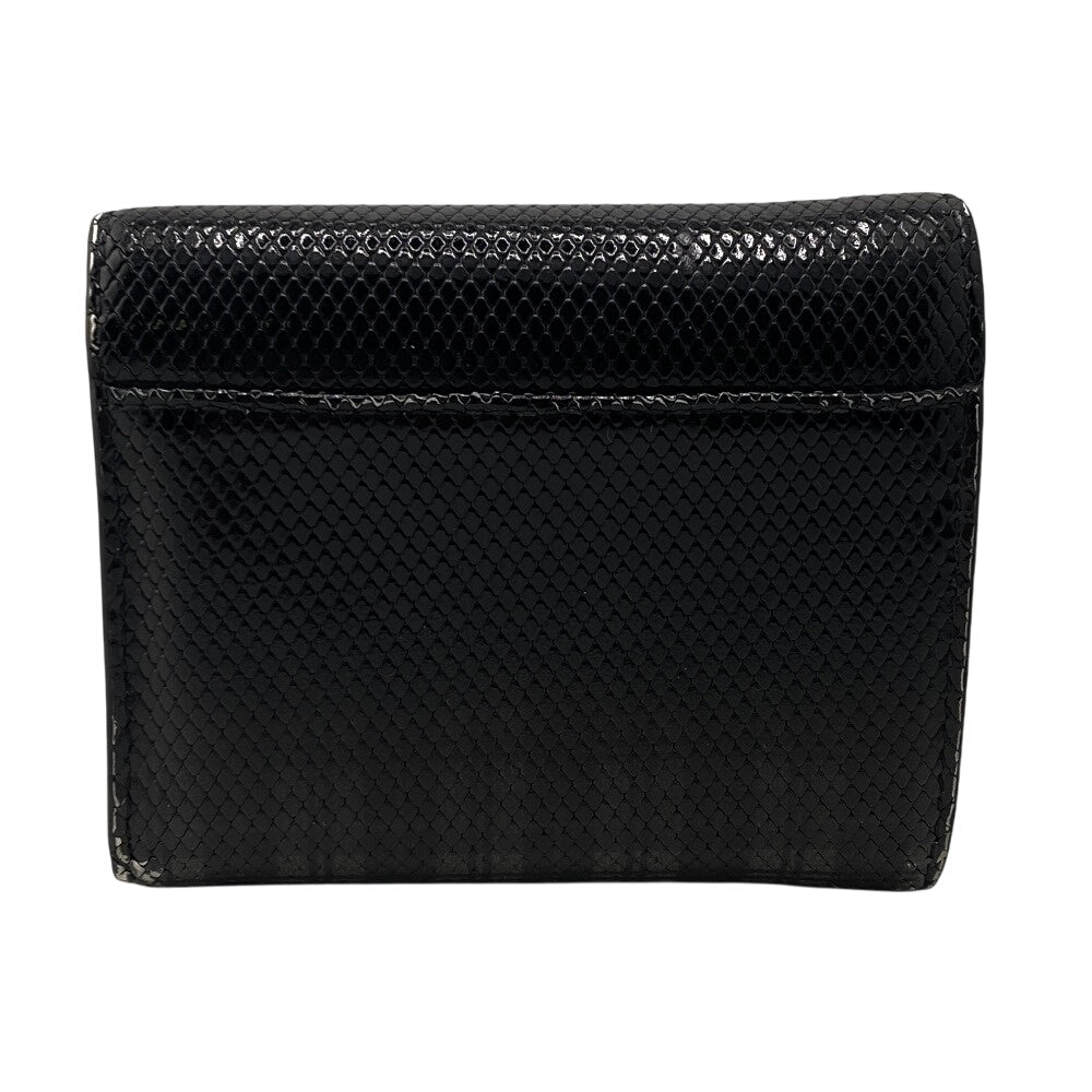Maison Margiela Tri-fold wallet leather black Zip Compact Wallet check 4stitch mens Used Authentic