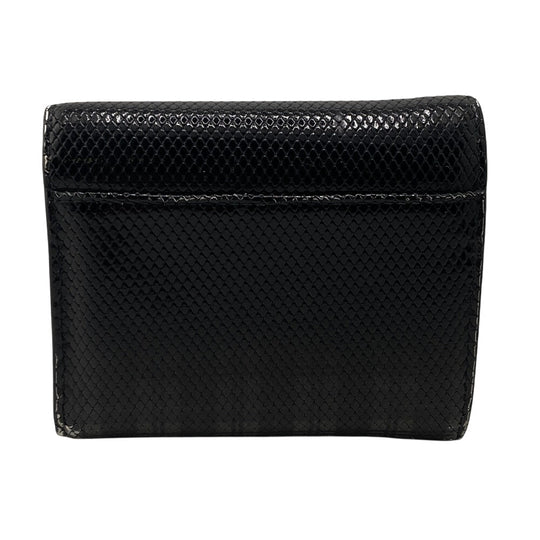 Maison Margiela Tri-fold wallet leather black Zip Compact Wallet check 4stitch mens Used Authentic