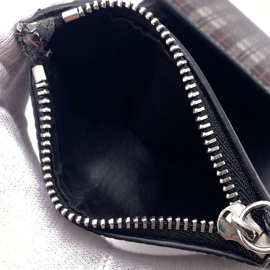 Maison Margiela Tri-fold wallet leather black Zip Compact Wallet check 4stitch mens Used Authentic