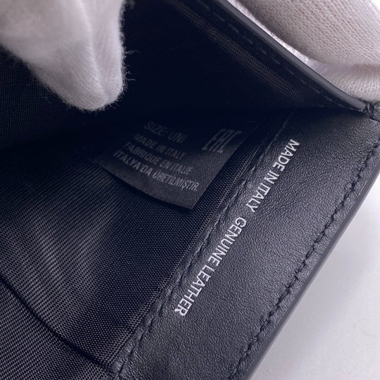 Maison Margiela Tri-fold wallet leather black Zip Compact Wallet check 4stitch mens Used Authentic