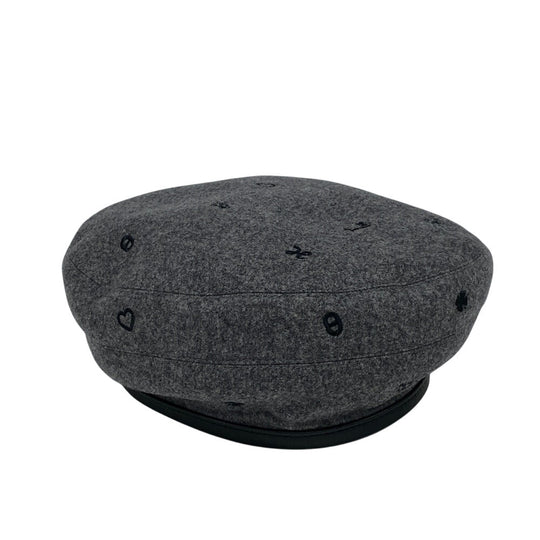 HERMES beret cashmere gray charm Charbon Saint Honor Women(Unisex) 58 Used Authentic