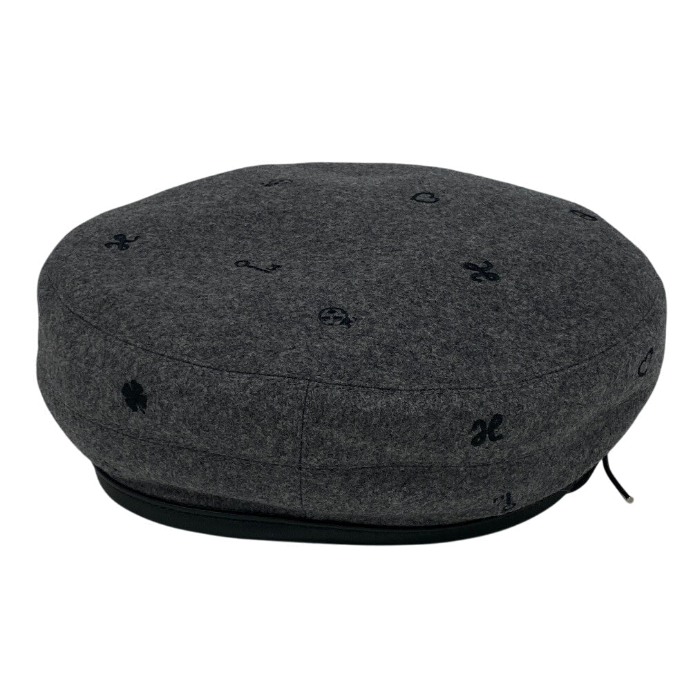 HERMES beret cashmere gray charm Charbon Saint Honor Women(Unisex) 58 Used Authentic