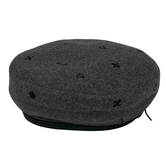 HERMES beret cashmere gray charm Charbon Saint Honor Women(Unisex) 58 Used Authentic