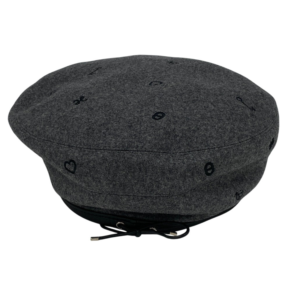 HERMES beret cashmere gray charm Charbon Saint Honor Women(Unisex) 58 Used Authentic