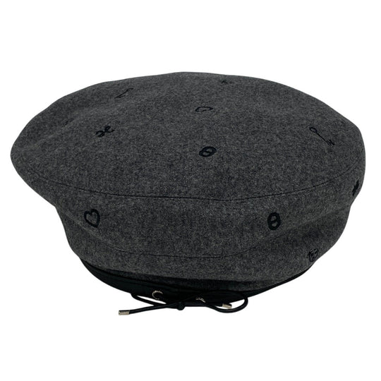 HERMES beret cashmere gray charm Charbon Saint Honor Women(Unisex) 58 Used Authentic