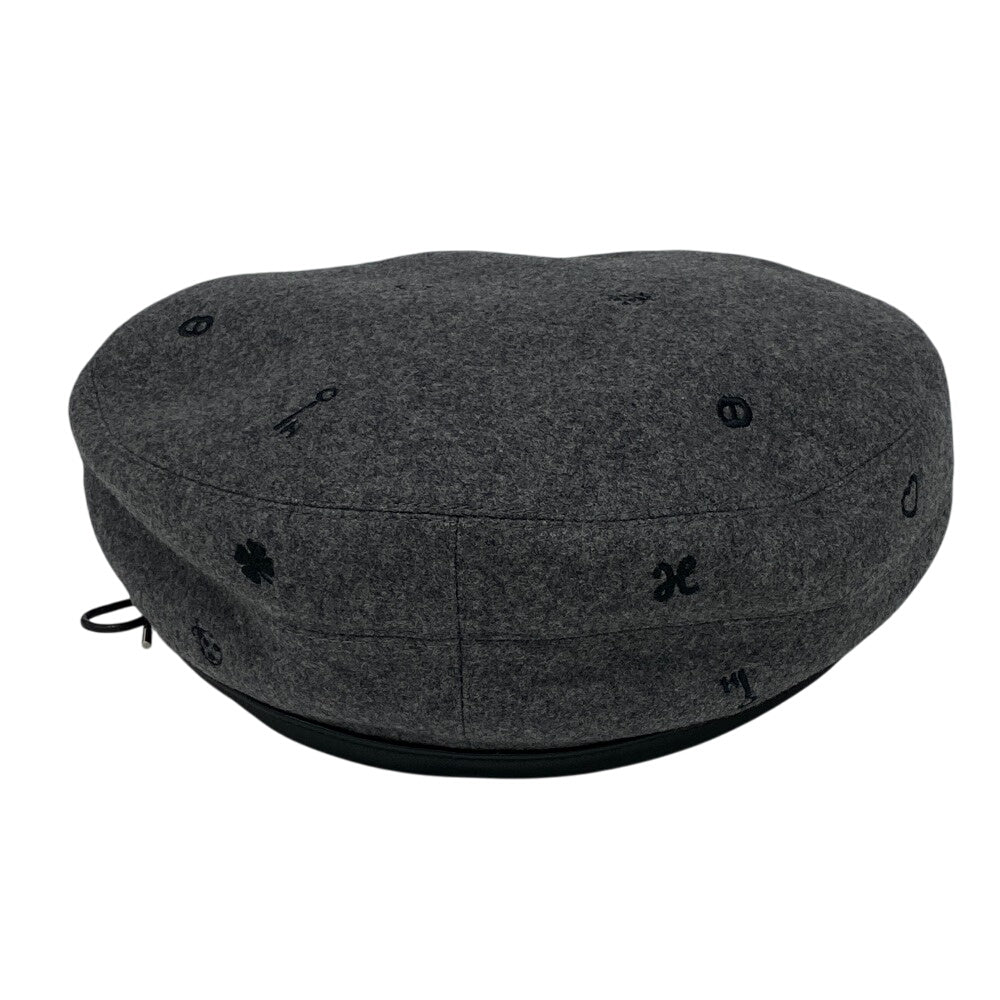 HERMES beret cashmere gray charm Charbon Saint Honor Women(Unisex) 58 Used Authentic
