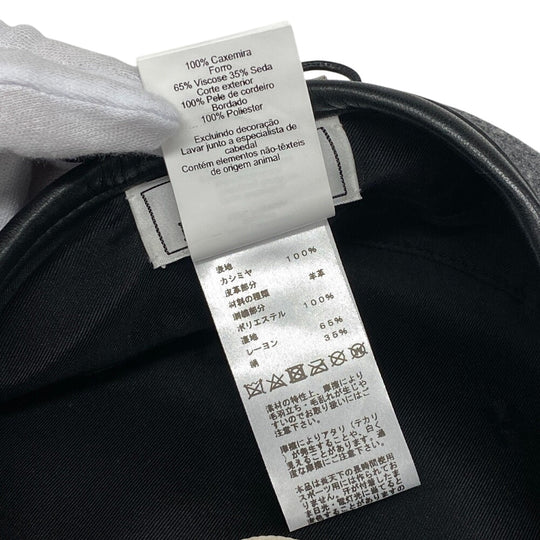 HERMES beret cashmere gray charm Charbon Saint Honor Women(Unisex) 58 Used Authentic