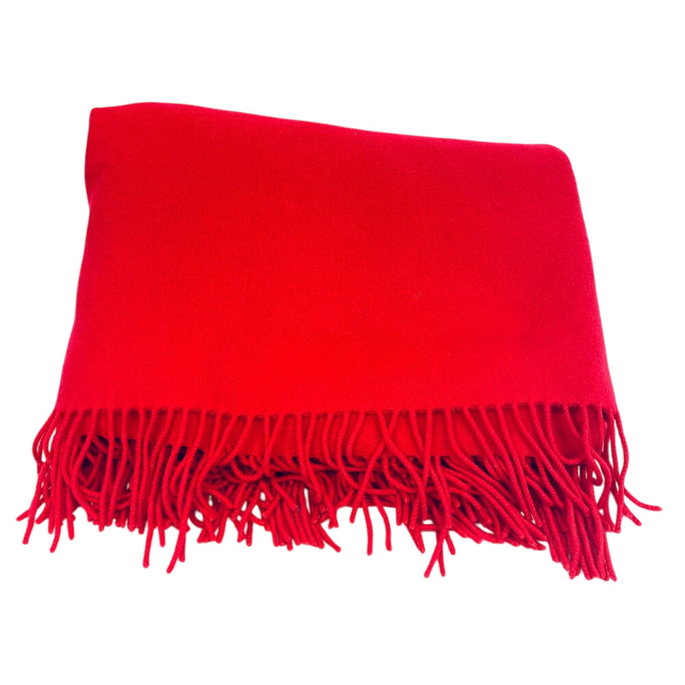 HERMES Scarf cashmere Red logo Women(Unisex) Used Authentic