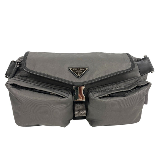 PRADA Sling bag 2VH174 Nylon, Recycled Polyamide gray Re-Nylon mens(Unisex) Used Authentic