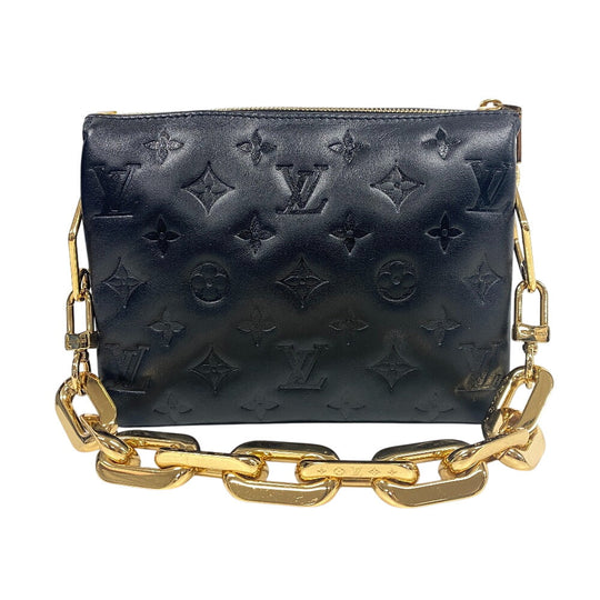 LOUIS VUITTON Handbag M21259 leather black Monogram emboss Kussan BB Women Used Authentic
