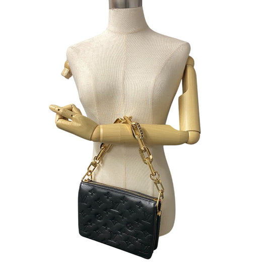 LOUIS VUITTON Handbag M21259 leather black Monogram emboss Kussan BB Women Used Authentic