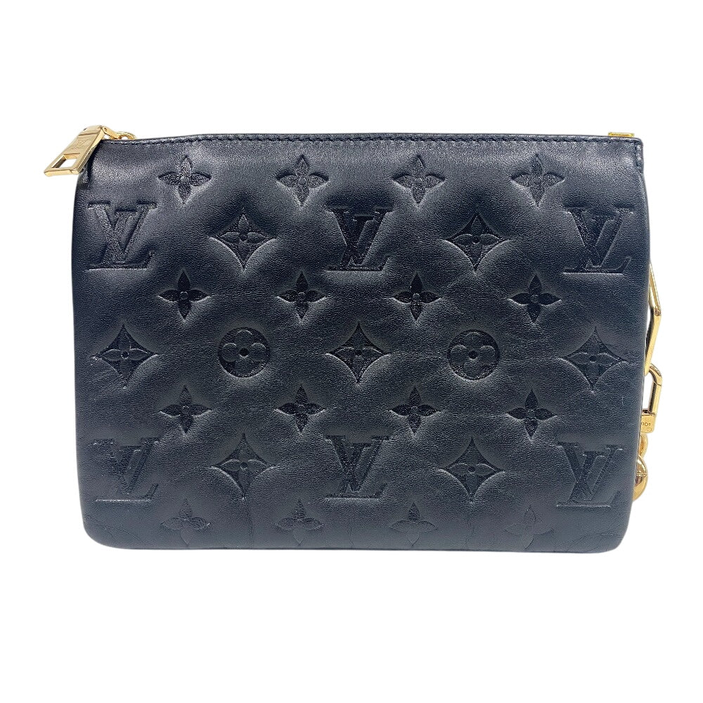 LOUIS VUITTON Handbag M21259 leather black Monogram emboss Kussan BB Women Used Authentic
