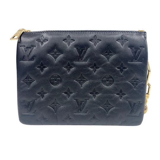 LOUIS VUITTON Handbag M21259 leather black Monogram emboss Kussan BB Women Used Authentic
