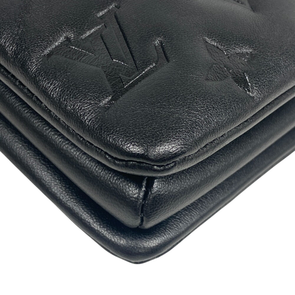 LOUIS VUITTON Handbag M21259 leather black Monogram emboss Kussan BB Women Used Authentic