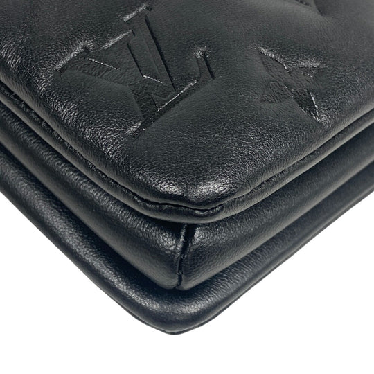 LOUIS VUITTON Handbag M21259 leather black Monogram emboss Kussan BB Women Used Authentic