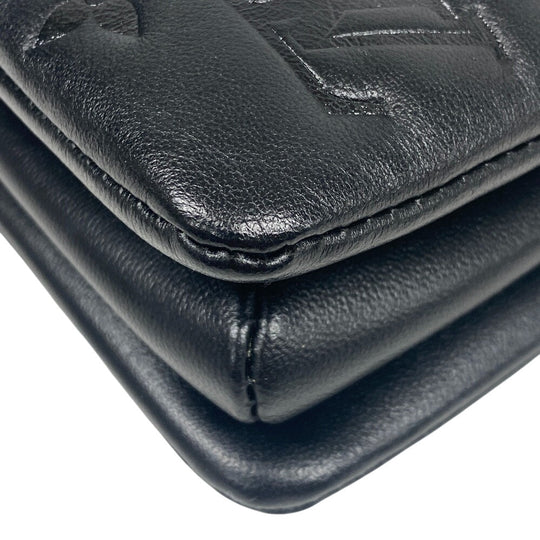 LOUIS VUITTON Handbag M21259 leather black Monogram emboss Kussan BB Women Used Authentic