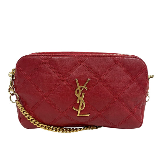 SAINT LAURENT PARIS Shoulder Bag 608941 leather Red Women Used Authentic