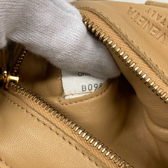 BOTTEGAVENETA Shoulder Bag leather beige flap INTRECCIATO Cassette Women(Unisex) Used Authentic