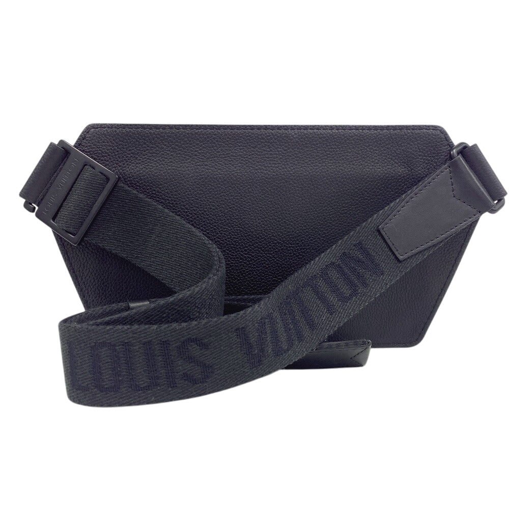 LOUIS VUITTON Shoulder Bag M57081 Grain Calfskin Leather black LV Aerogram takeoff sling mens Used Authentic