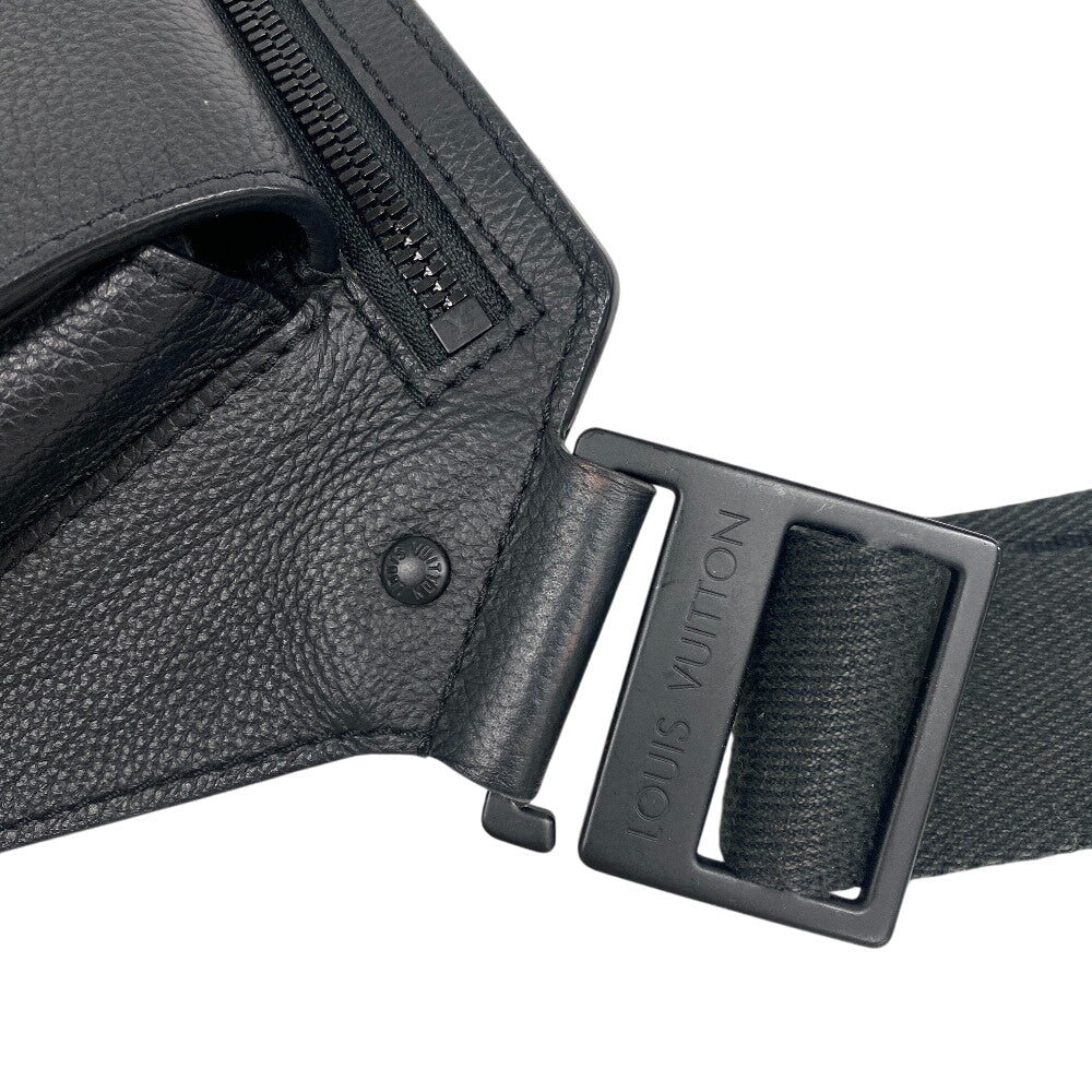 LOUIS VUITTON Shoulder Bag M57081 Grain Calfskin Leather black LV Aerogram takeoff sling mens Used Authentic