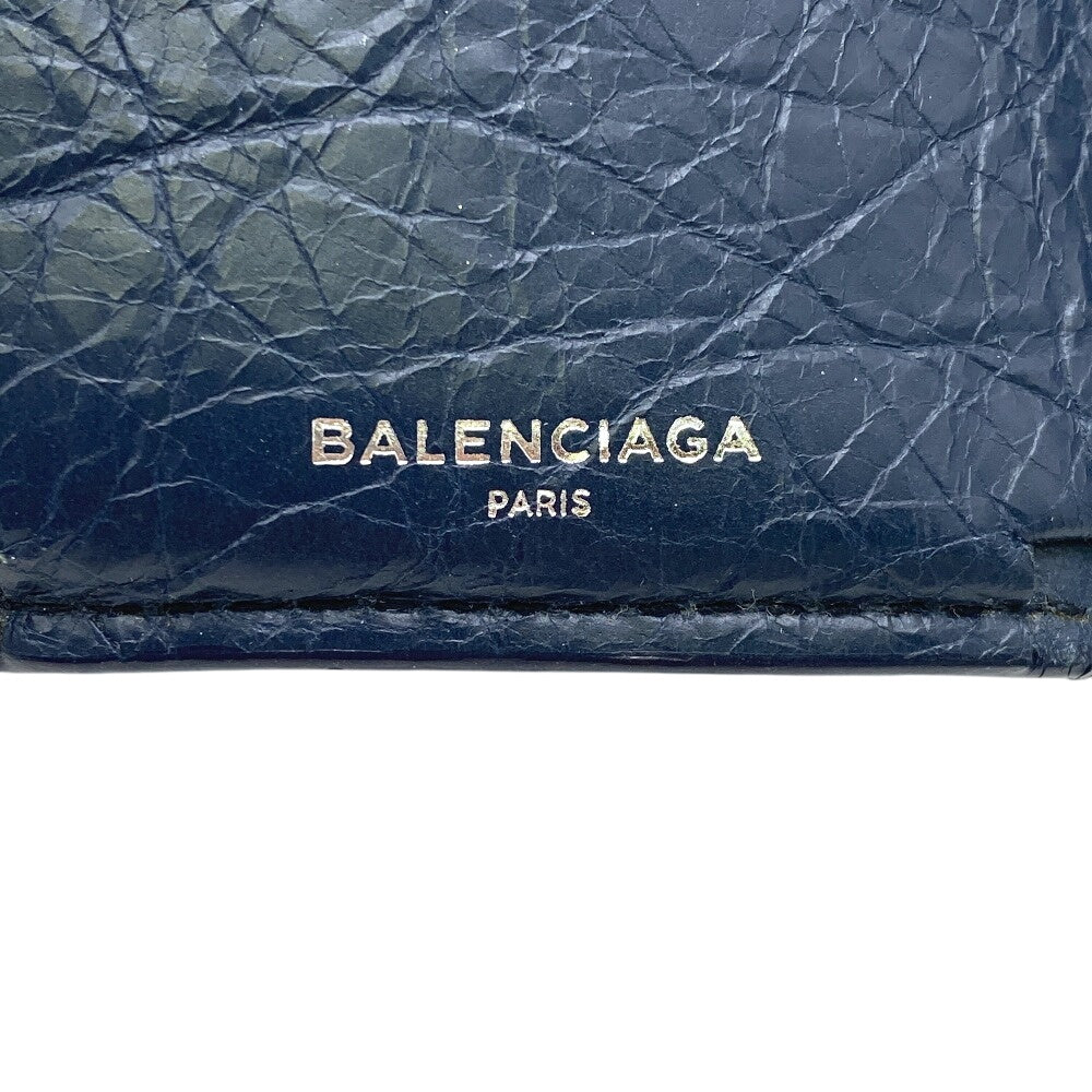 BALENCIAGA Tri-fold wallet 477455 leather Navy Classic mini unisex(Unisex) Used Authentic