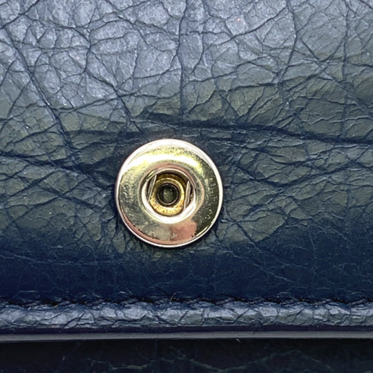 BALENCIAGA Tri-fold wallet 477455 leather Navy Classic mini unisex(Unisex) Used Authentic